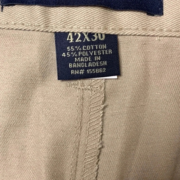 US POLO Straight Leg Pants Tan Khaki Twill Pants Straight Leg 42x32 New - Picture 6 of 9